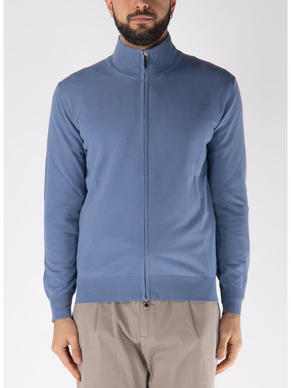 MAGLIONE FULL ZIP A COLLO ALTO, 215 ZUCCHERO, medium