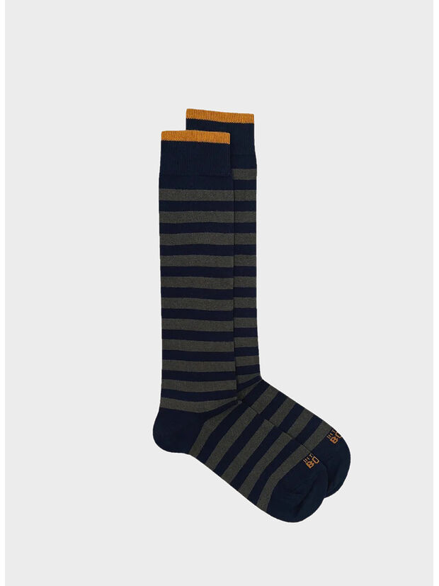 CALZA STRIPE RUGBY UNISEX, 0298 BLU / VERDE MILITARE, large