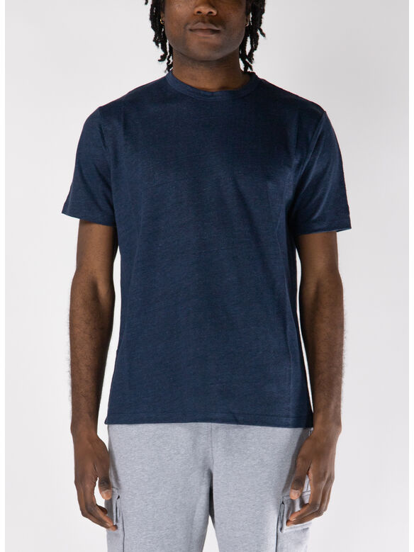 T-SHIRT A MANICA CORTA ECSTASEA IN JERSEY LINO, 00151H 61 BLUE NAVY, medium