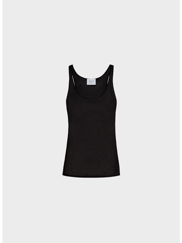 CANOTTA IN MAGLIA CON SCOLLO U, 9000 NERO, large