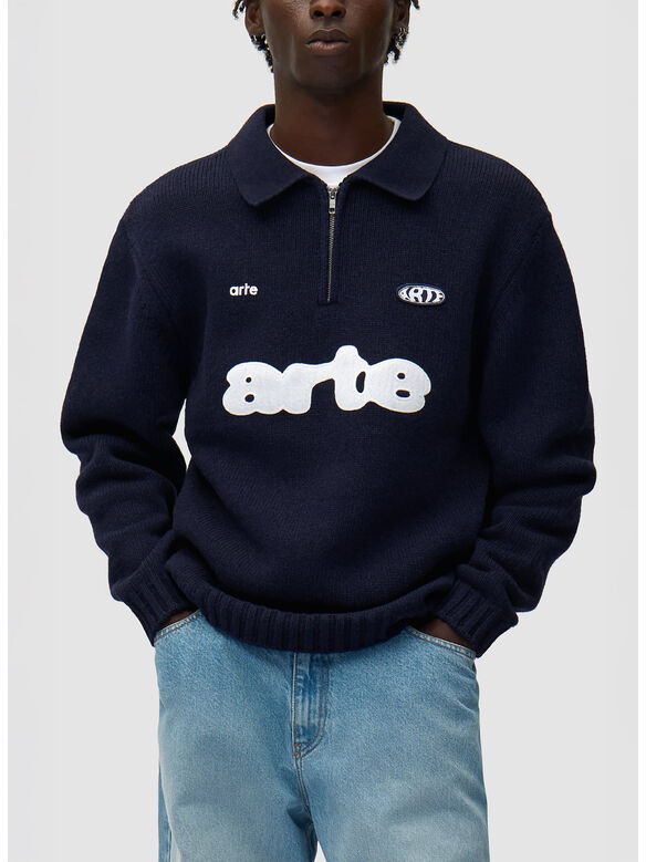 MAGLIONE MEZZA ZIP, 450 NAVY, medium