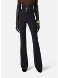 PANTALONE IN CRÊPE LEGGERO CON GANCI GIOIELLO, 110 NERO, thumb