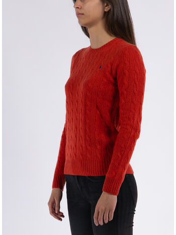 MAGLIONE TRECCIATO, FADED RED, small