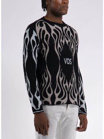 PULLOVER WITH TRIBAL FLAMES, BLACK, small