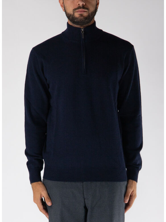 MAGLIONE A COLLO ALTO CON MEZZA ZIP, W6K5.00038 BLU, medium