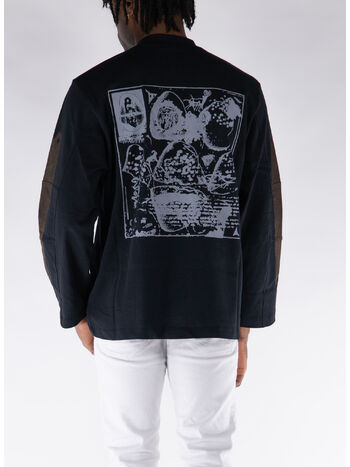 T-SHIRT LONGSLEEVE GRAPHIC, BLK0001 BLACK, small