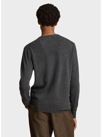 MAGLIONE IN LANA MERINO, DARK CHARCOAL HEATHER, small