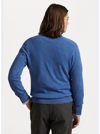MAGLIONE MEZZA ZIP CON LOGO RICAMATO, TIDE POOL BLUE HTHR, small
