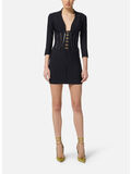 ABITO IN NEOPRENE CON DETTAGLI CORSETTO, 110 NERO, thumb