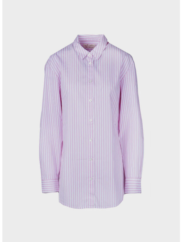 CAMICIA BRIGITTE, 01365L COTTONSBBEACHSTRIPESV21EMB, large