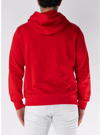FELPA HOODIE CON LOGO STAMPATO, ROSSO, small