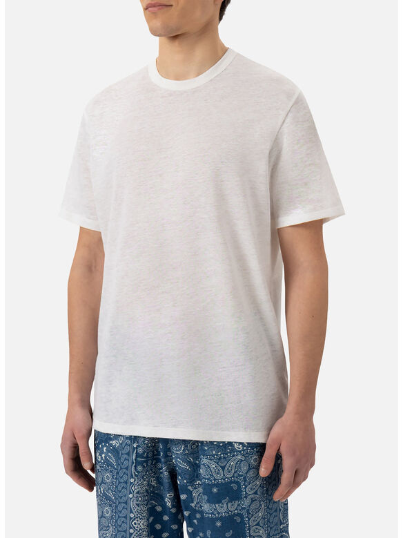 T-SHIRT IN LINO ECSTASEA, 00032H 01N WHITE, medium