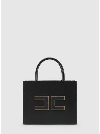 BORSA TOTE PICCOLA CON LOGO, 110 NERO, small