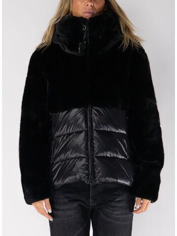 GIUBBOTTO IN NYLON CON PELLICCIA ECO FANEVIL, 999 NERO, small