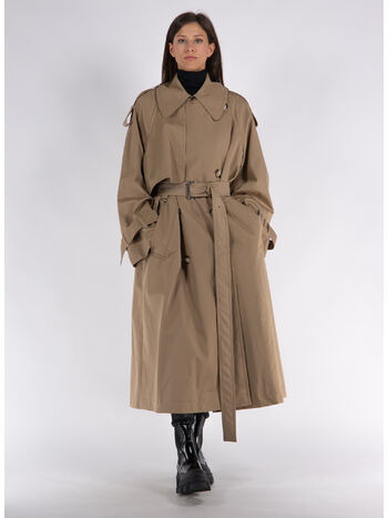 TRENCH OVERSIZE IN COTONE ANTI GOCCIA, 001, small