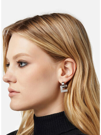 ORECCHINI LOGO SILVER CON STRASS, 346, small