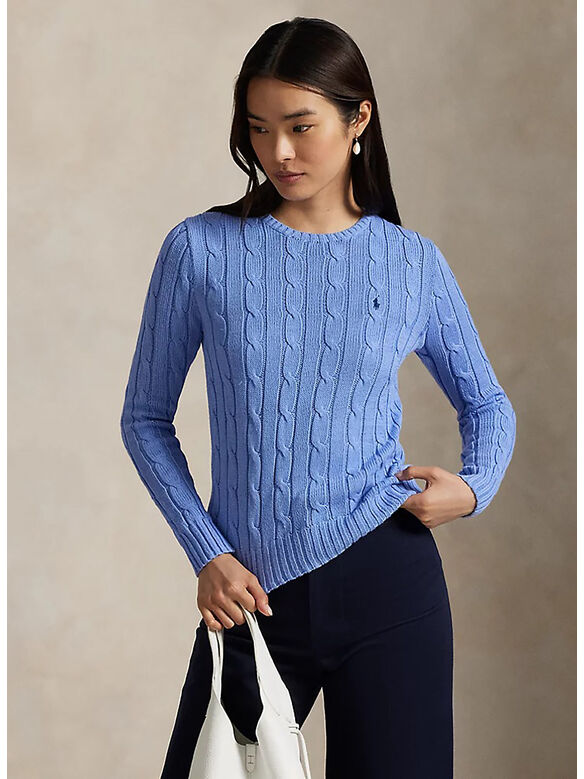 MAGLIONE A GIROCOLLO IN COTONE A TRECCE, NEW LITCHFIELD BLUE, medium