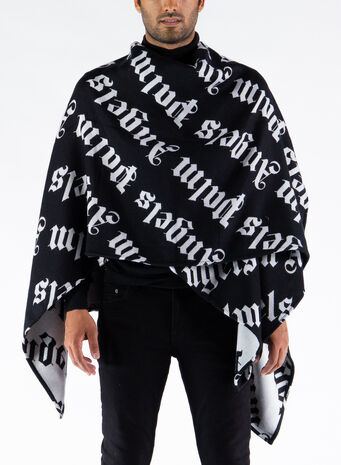 MANTELLA LOGO KNITTED CAPE, BLACK/WHITE, small