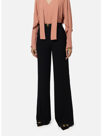 PANTALONE PALAZZO IN RASO CON CINTURA, 110 NERO, small