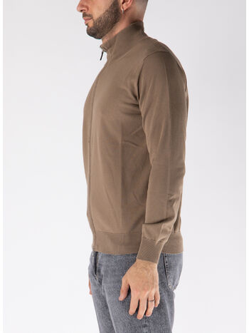 MAGLIONE FULL ZIP A COLLO ALTO, 190 CANAPA, small