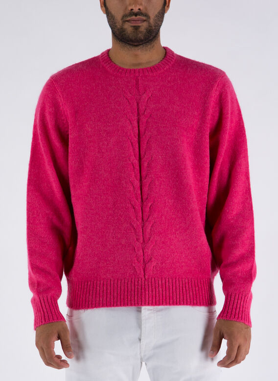 MAGLIONE DOUBLE CABLE, PINK, medium