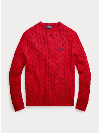 MAGLIONE TRECCIATO CON LOGO, PARK AVENUE RED, small