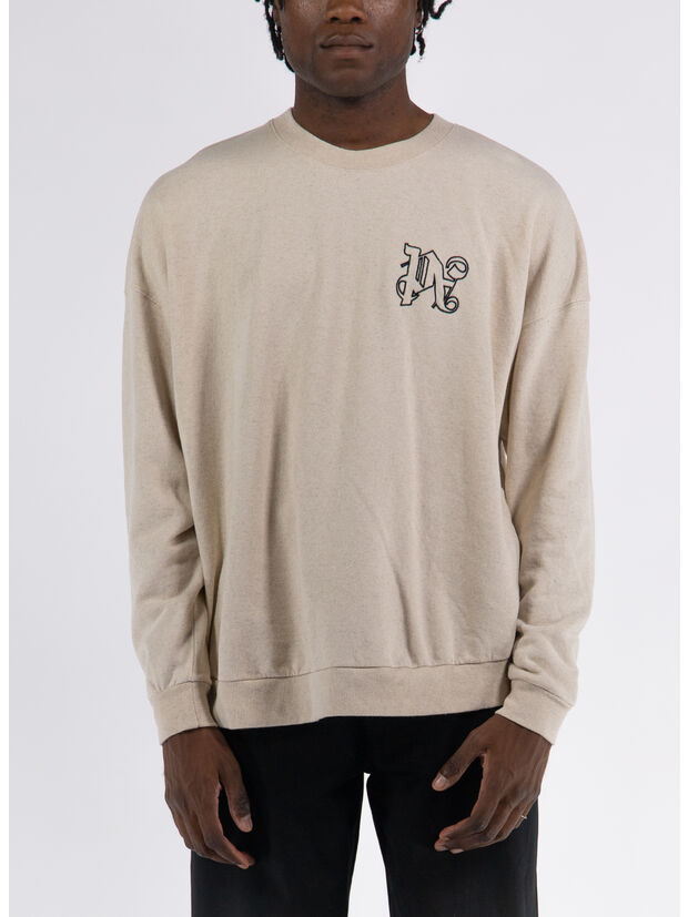FELPA PA MONOGRAM LINEN CREWNECK, 6110 BEIGE BLACK, large