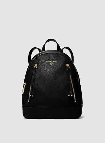 ZAINO BROOKLYN MEDIO IN PELLE MARTELLATA, 001BLACK, small