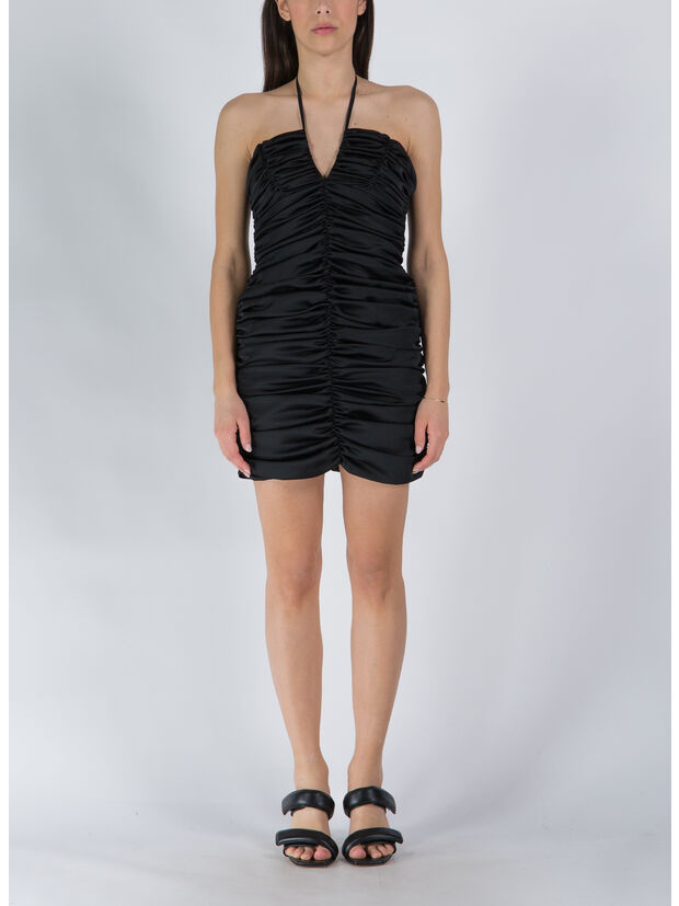 ABITO CORTO DRAPPEGGIO THE PAOLINA CON SPALLINE SOTTILI, BLACK, large