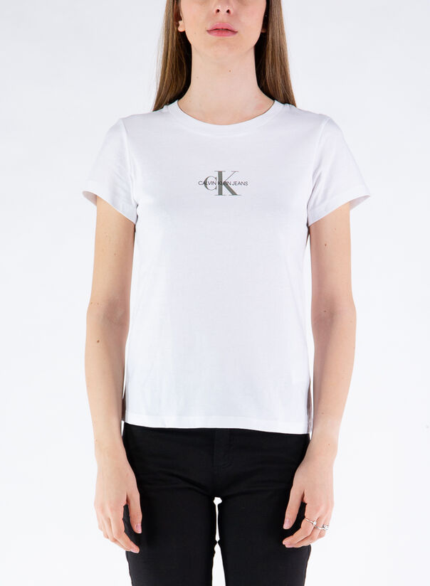 CALVIN KLEIN T-SHIRT MONOGRAM CLASSIC Bianco Donna | Selecteur