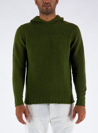 MAGLIONE CON CAPPUCCIO, 580VERDEMILITARE, small