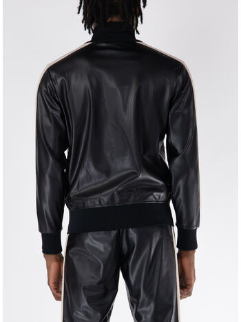 FELPA TRACK FULL ZIP LEATHER EFFECT, 1003 BLACK/OFF WHITE, small