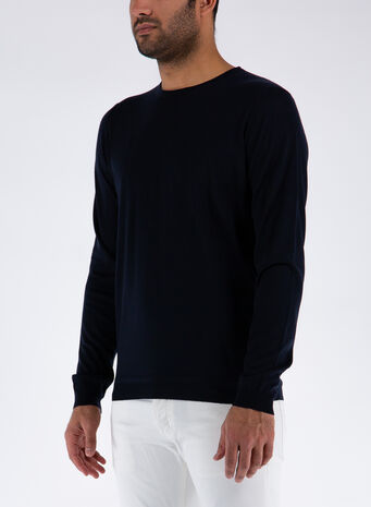 MAGLIA CON GIROCOLLO, BLU, small