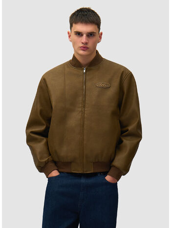 GIUBBOTTO LEATHER VARSITY, 200 BROWN, small