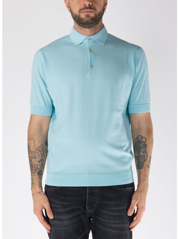 POLO IN MAGLIA A MANICHE CORTE, 701, large