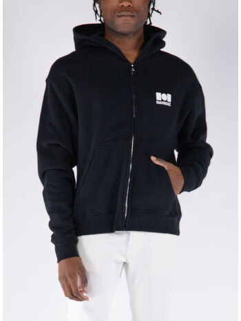 FELPA FULL ZIP CON LOGO, 001 BLACK, small