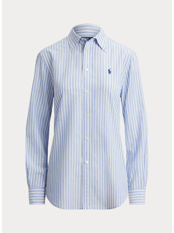 CAMICIA IN COTONE E LINO CLASSIC-FIT, DRESS SHIRT BLUE/WHITE, small