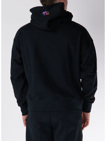 FELPA HOODIE LOGO PRINT UNISEX, 110 NERO/BLACK, small
