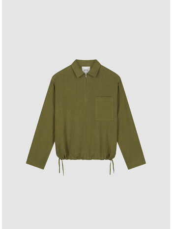 PULLOVER LINEN QUARTER ZIP, 300 GREEN, small