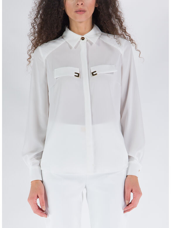 CAMICIA IN GEORGETTE, 360 AVORIO, medium