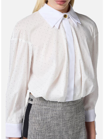 CAMICIA CON STRASS E NODO, 100 BIANCO, small