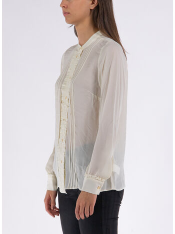 CAMICIA RUCHES BUTTON DOWN, 110 BONE, small
