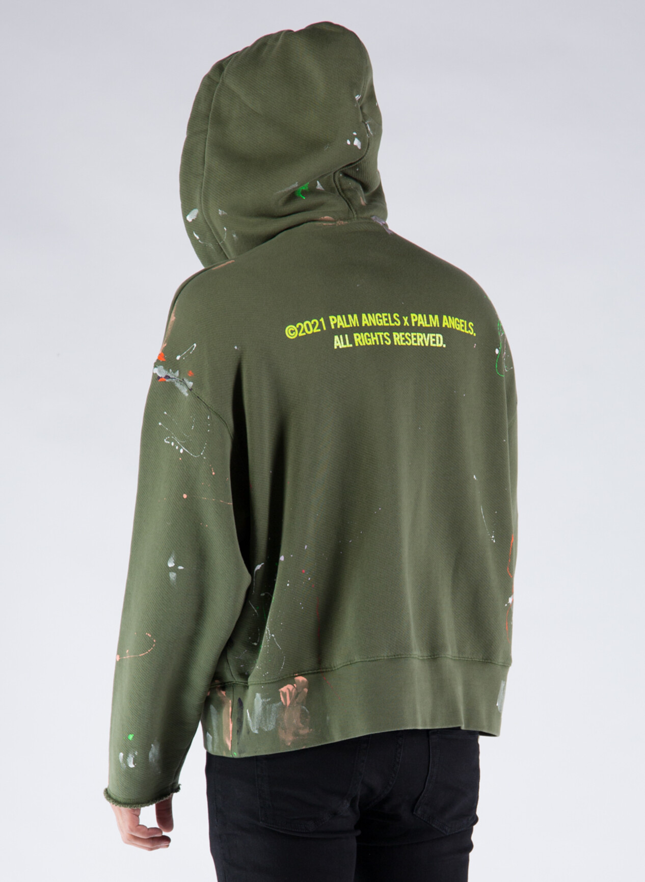 PALM ANGELS FELPA PAINT-SPLATTER PALM-PRINT Uomo | Selecteur