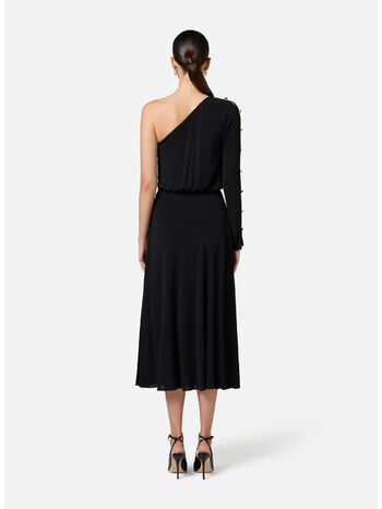 ABITO MIDI MONOSPALLA CON BOTTONI, 110 NERO, small