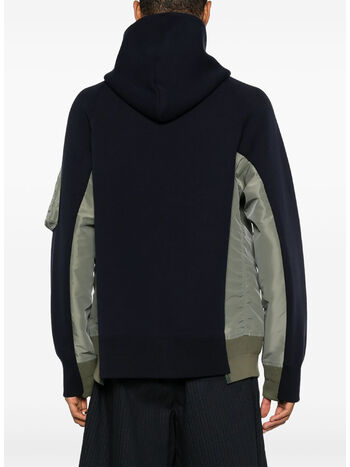 FELPA HOODIE CON INSERTI, 212 NAVY/KHAKI, small