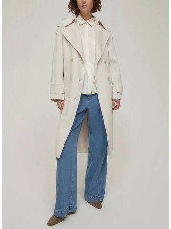 TRENCH IN BLEND DI LANA DOUBLE, 001 AVORIO, small