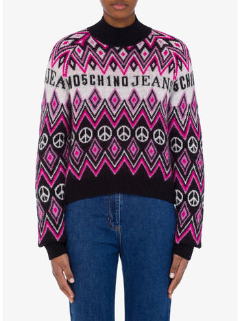 MAGLIA CON COLLO ALTO GRAPHIC JACQUARD, A2555, small
