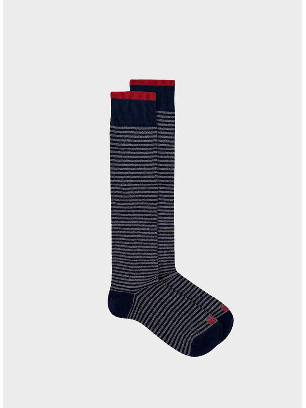 CALZA STRIPE CLASSIC UNISEX, 0017 BLU / GRIGIO SCURO, large