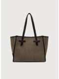 BORSA SHOPPER IN TESSUTO SPIGATO, 10313 NERO, thumb