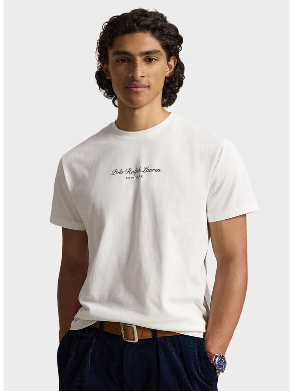 T-SHIRT LOGO IN COTONE, WHITE, medium